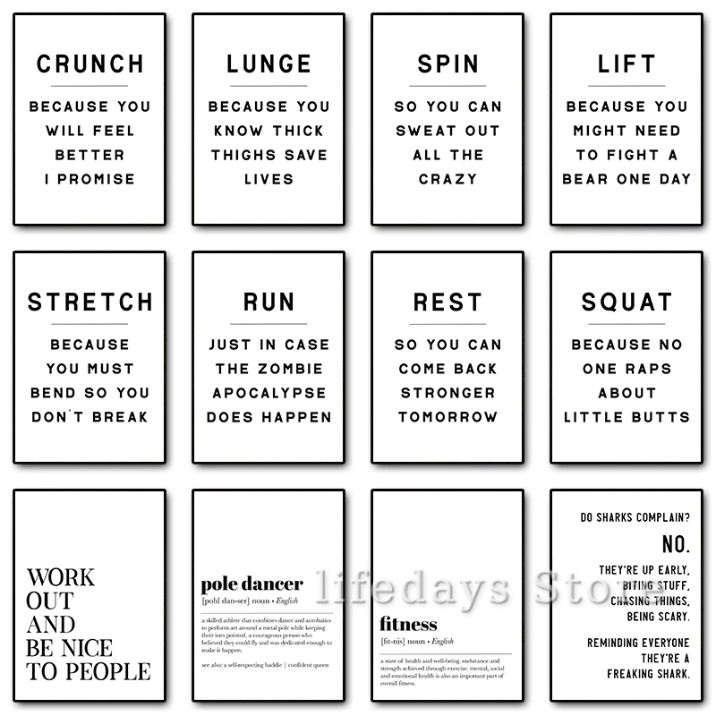 Home Gym Quotes - Fitness Work Out Funny Quotes Posters