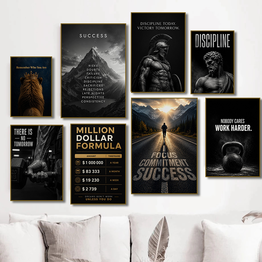 Home Gym Quotes - Modern Fitness Success Motivational Poster Work
