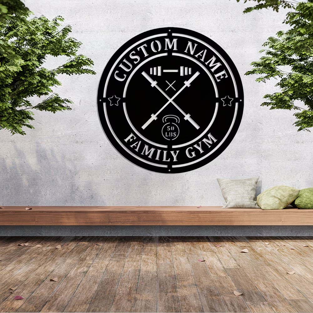 Custom Gym Metal Sign with Bar - đánh giá và giá Home Gym Names