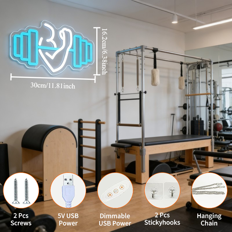 Bicep Dumbbell Neon Sign LED W - đánh giá và giá Home Gym Quotes